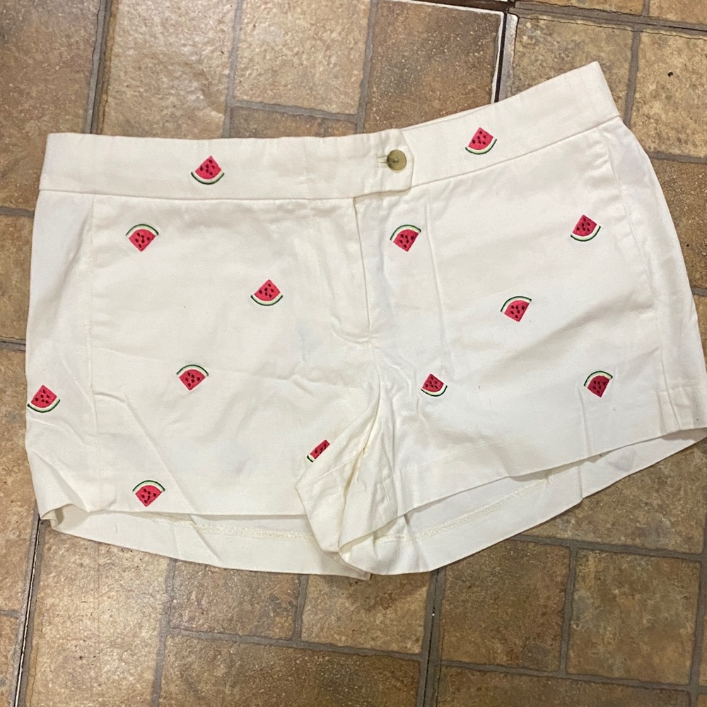 I Crew White Watermelon Embroidered Women's Shorts size 10